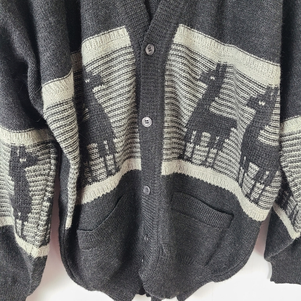 Alpaca Peruvian Wool Grandpa Vintage Cardigan Sweater - Picture 5 of 7